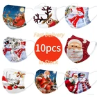 10 шт., одноразовые рождественские маски с изображением оленя