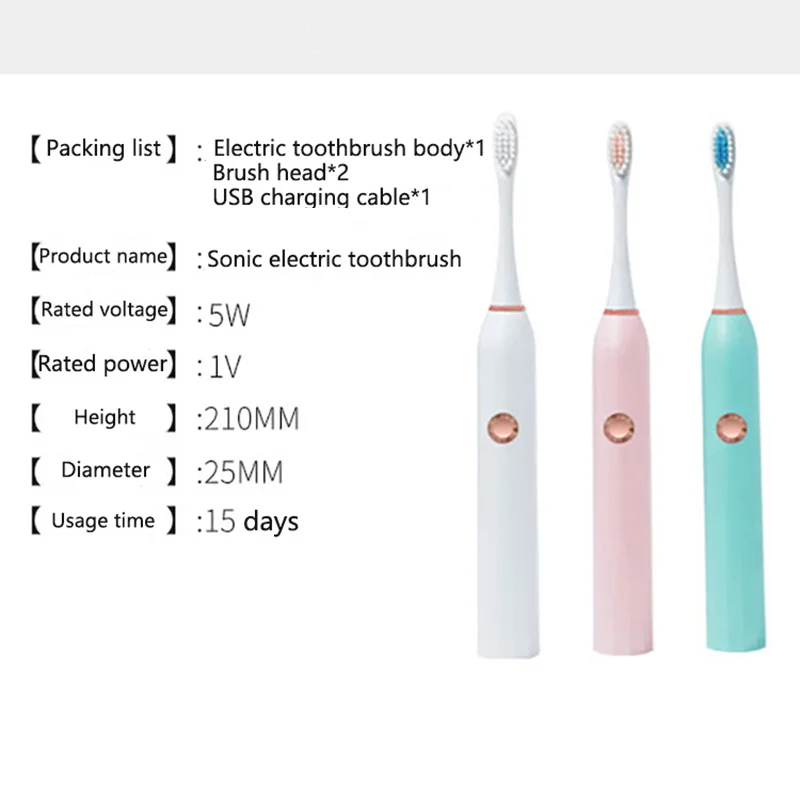 

Electric Toothbrush Adult Non-rechargeable Soft Hair Automatic Waterproof Oral Hygiene Tooth Brushes with Replacement Heads Set