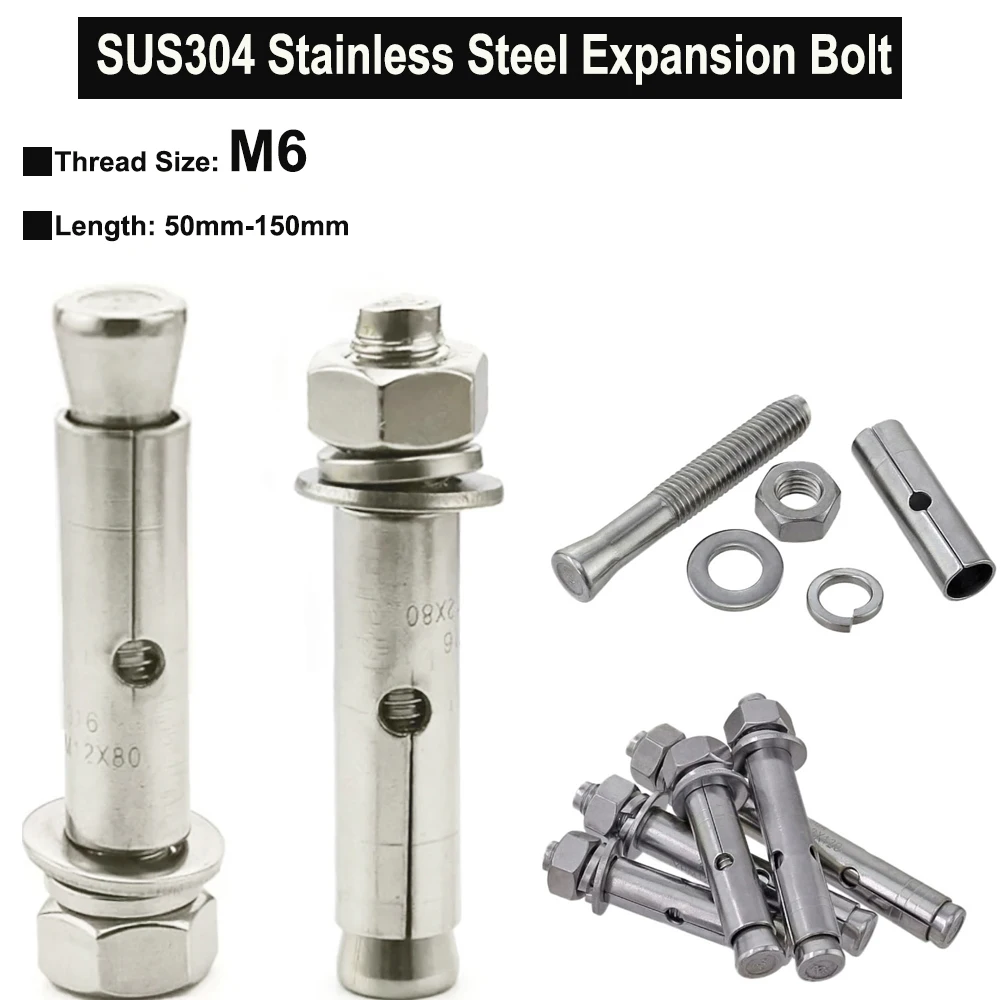 

M6 SUS304 Wedge Anchor Expansion Bolt Built-in Expansion Screw Passivation Finished Length 50mm-150mm