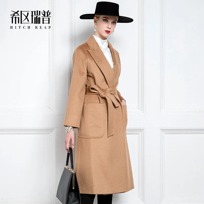 

High End Double-Sided Cashmere Coat Women's Winter Clothes New Loose Water Ripple Wool Coat Medium And Long