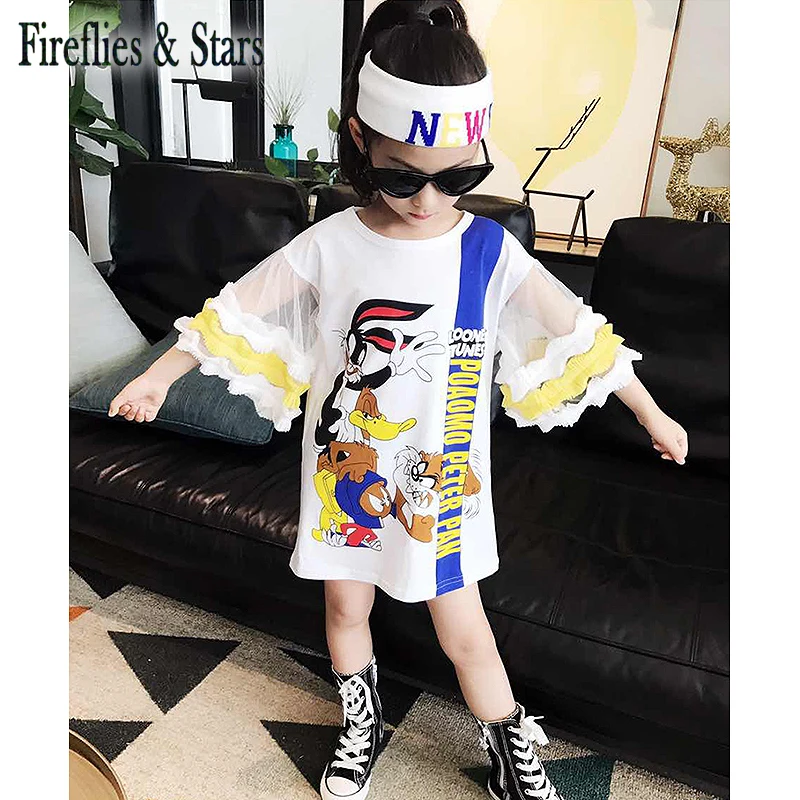 Летнее платье для девочек платье-тройка малышей Детское модное уличное с