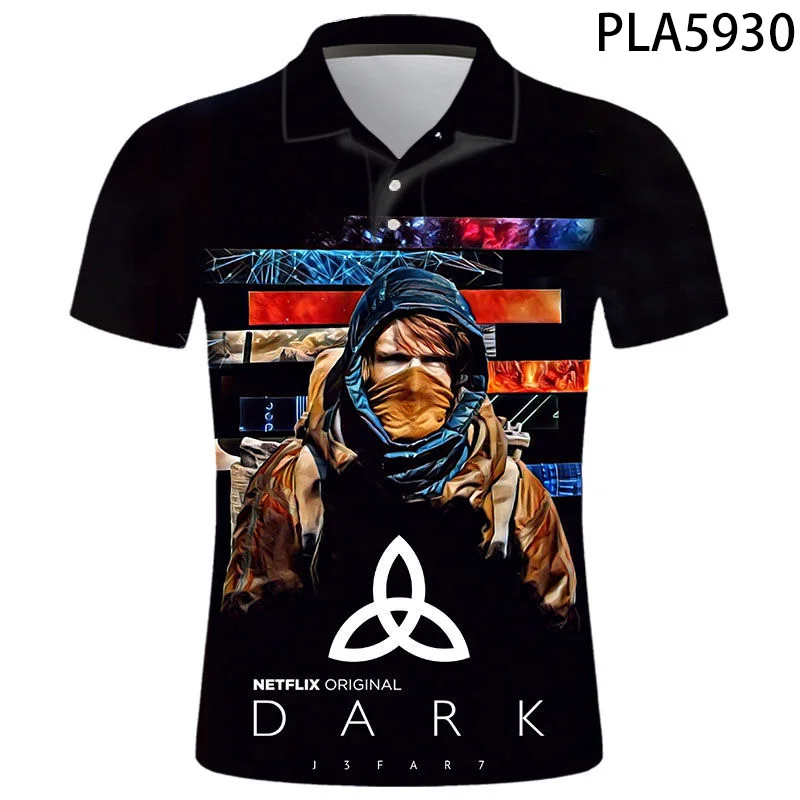 

Рубашка мужская с 3D принтом, блуза с коротким рукавом, Повседневная Уличная одежда в стиле Харадзюку, цвет темный, Netflix, лето