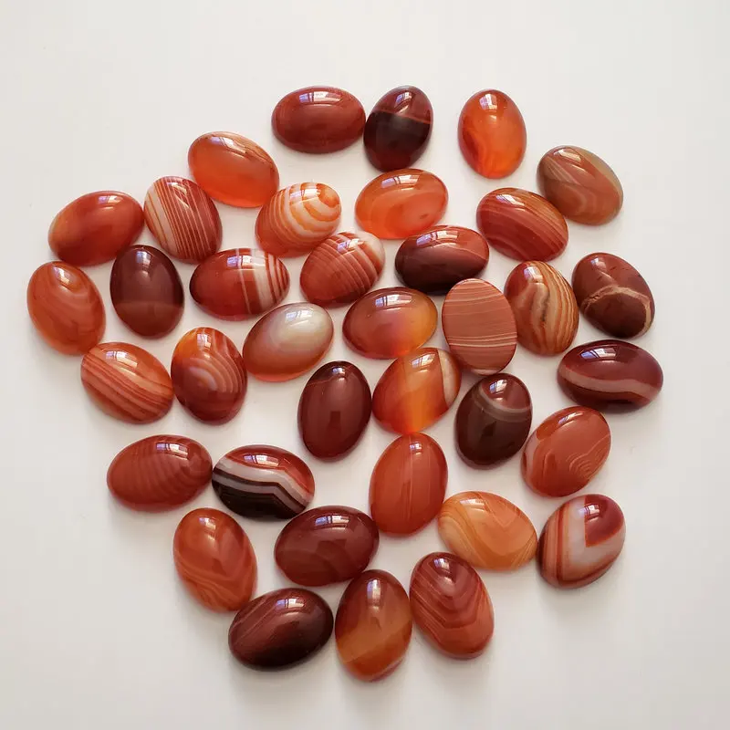 

2020 Wholesale 50pcs/lot Fashion red Striped Onyx Oval CAB CABOCHON natural stones beads for ring jewelry accessories making