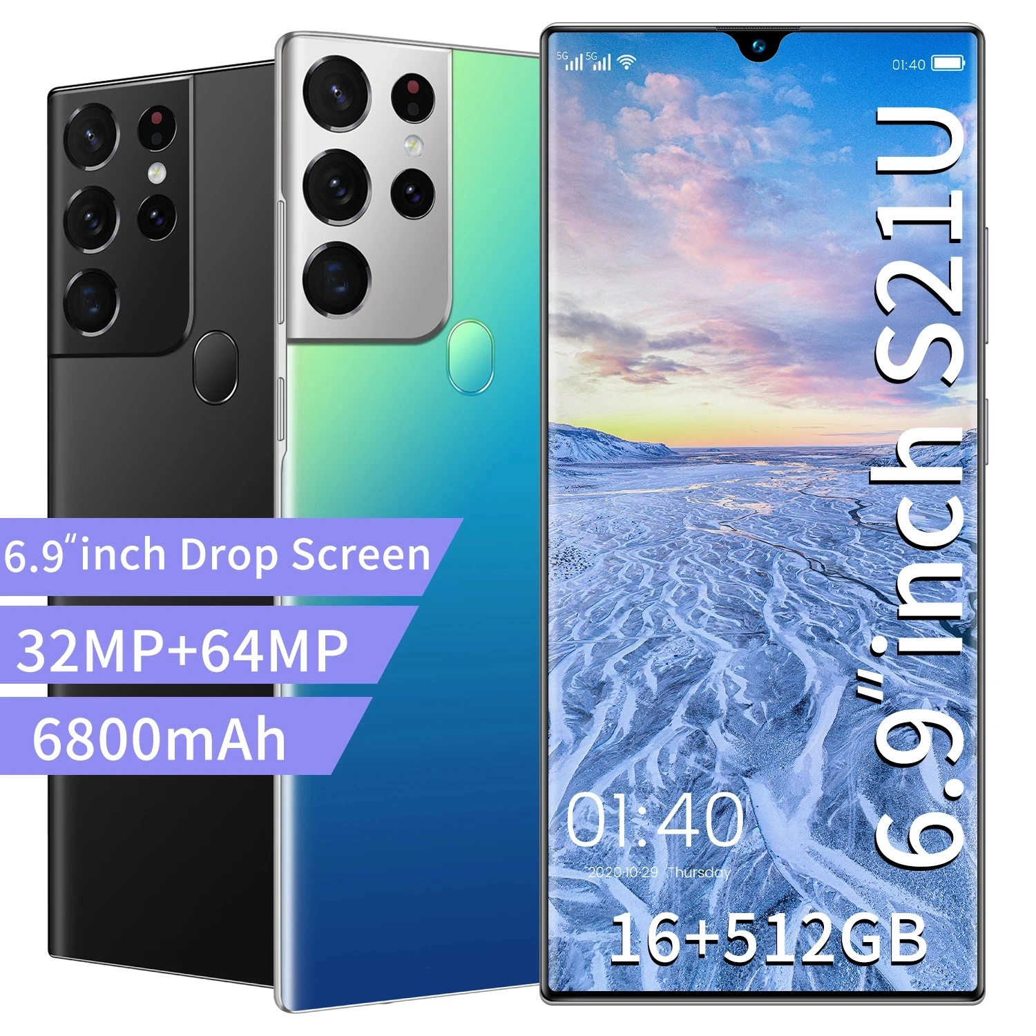 

Teléfono Inteligente Well S21U, versión Global, 6,9 pulgadas, 6800mAh, núcleos 10, 16GB + 512GB, 32 + 64MP, identificación facia