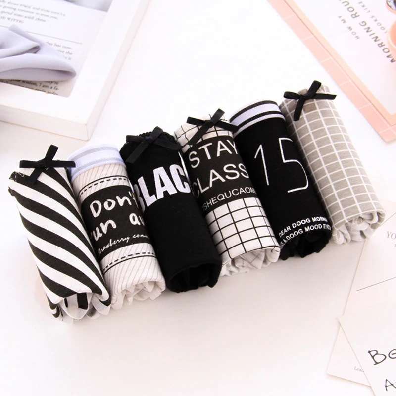 6 шт./лот женские трусики хлопковое нижнее белье с буквенным принтом повседневные