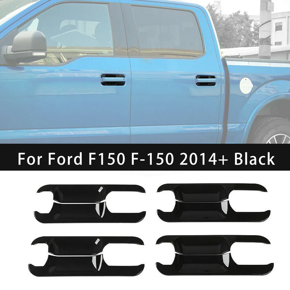 

Frame Door Bowl Handle Cover Parts Black Decor For Ford F150 F-150 2014+