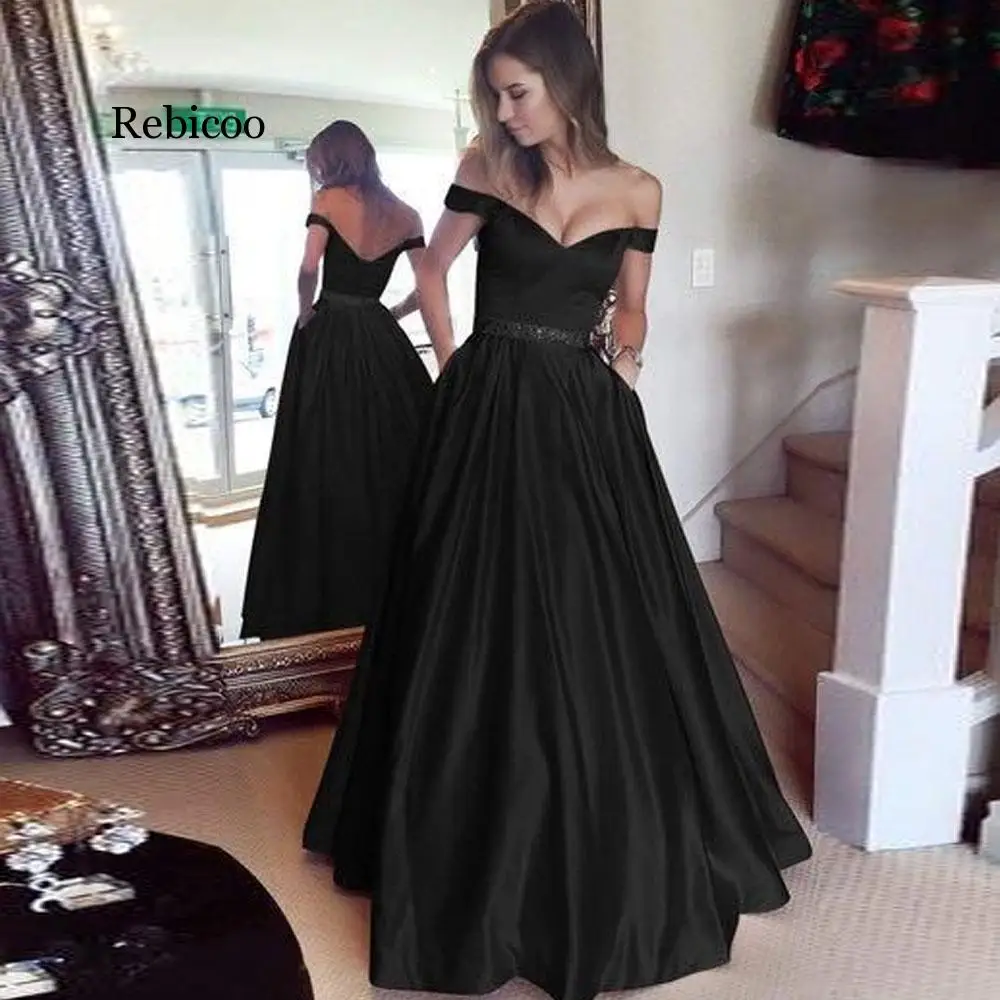 Элегантное Вечернее Платье-макси с открытыми плечами красного черного цветов