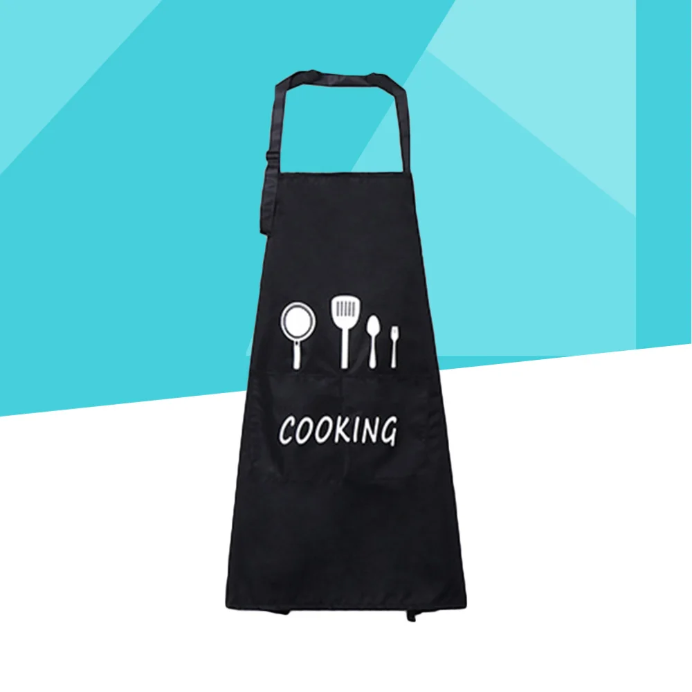 

Nordic Style Apron Oilproof and Dirt Proof Cleaning Apron Hanging Neck Apron Kitchen Cooking Pinafore (Black)