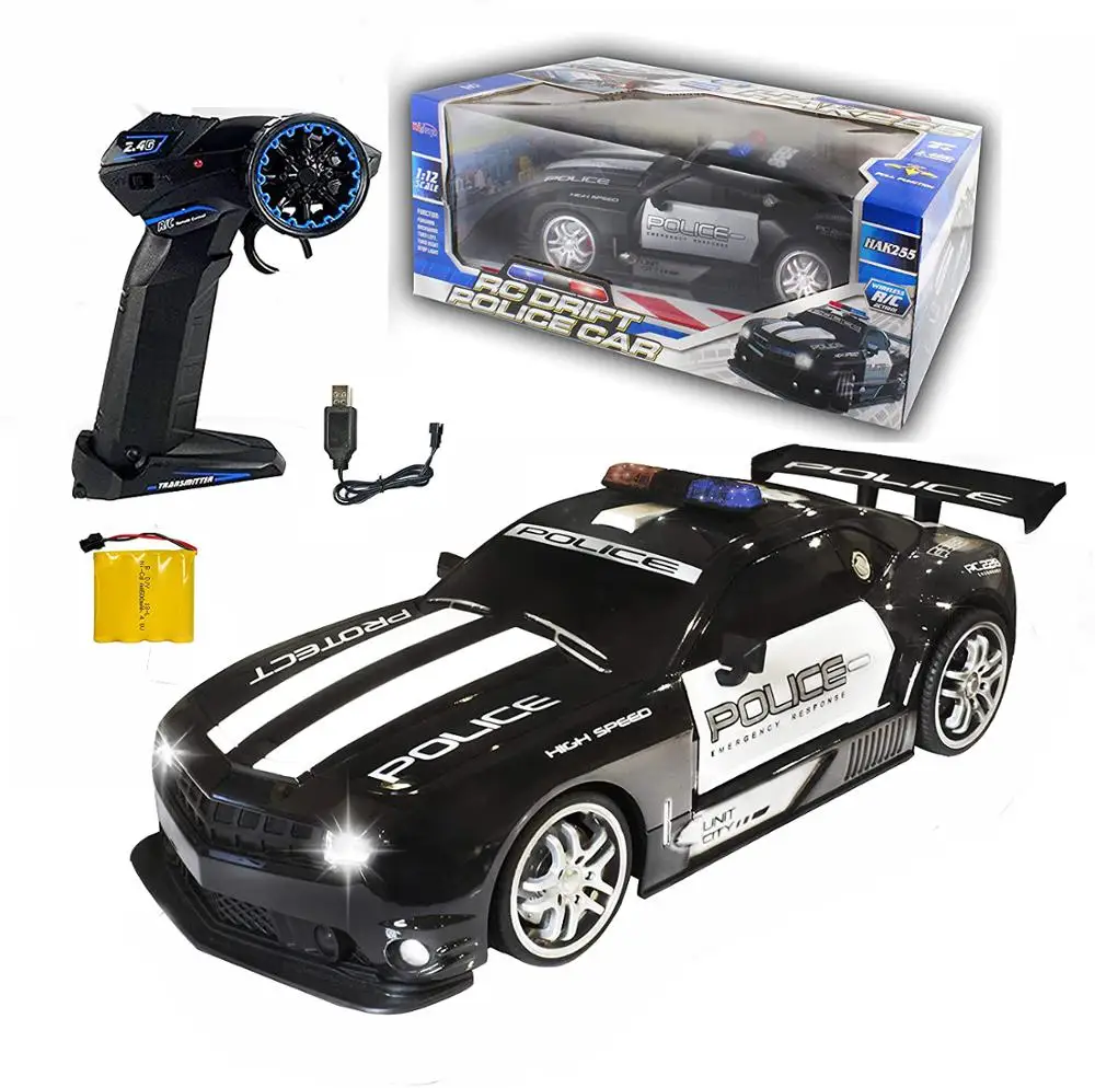 

2.4GHz Super Fast 1:12 RC Police Sports Car Toys Radio Remote Control Hot Pursuit Cop Chase Drift Patrol Vehicle Flashing Light