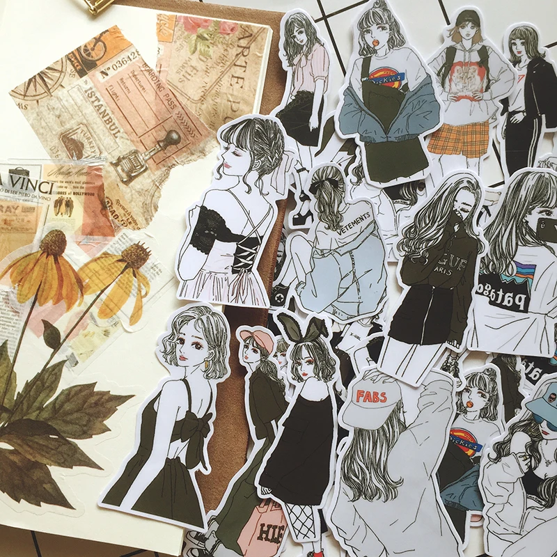 27 шт./компл. винтажные Стикеры для студенток и девушек сделай сам скрапбукинга