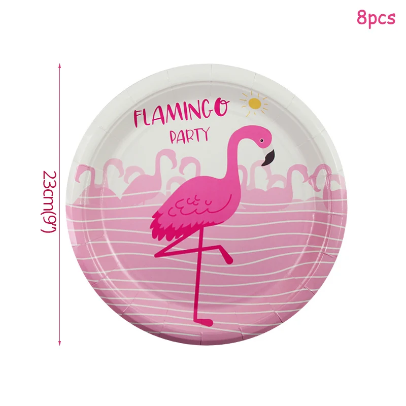 8pcs 9inch plates Гавайский участник Luau Розовый фламинго декоративная бумага для вечеринок Салфетка под тарелку кружку день рождения Лето Гавайские вечерние принадлежности - Цвет: 8pcs 9inch plates