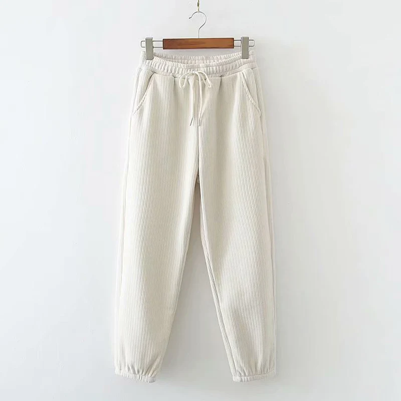 

2021 Spring New Thicken Women Harem Pant Plus Size Wool Pants Female Winter High Waist Loose Trousers Capris Good Fabric
