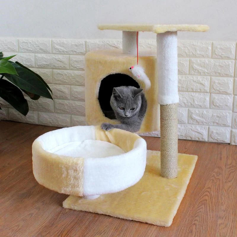 

cat climbing frame cat litter tree solid wood one small cat frame scratch column multi-layer jumping cat toy