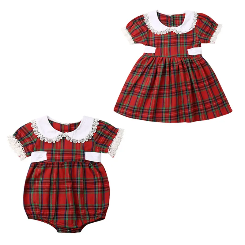 Новинка детская одежда для маленьких девочек Рождественский комбинезон сестры