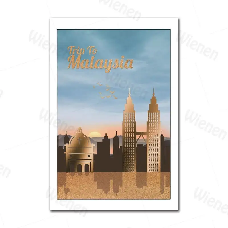 

Landscape Poster Mural Country Japan & Malaysia & Thailand & UAE Travel Art Canvas Poster Print Home Wall Art Decor Paintings