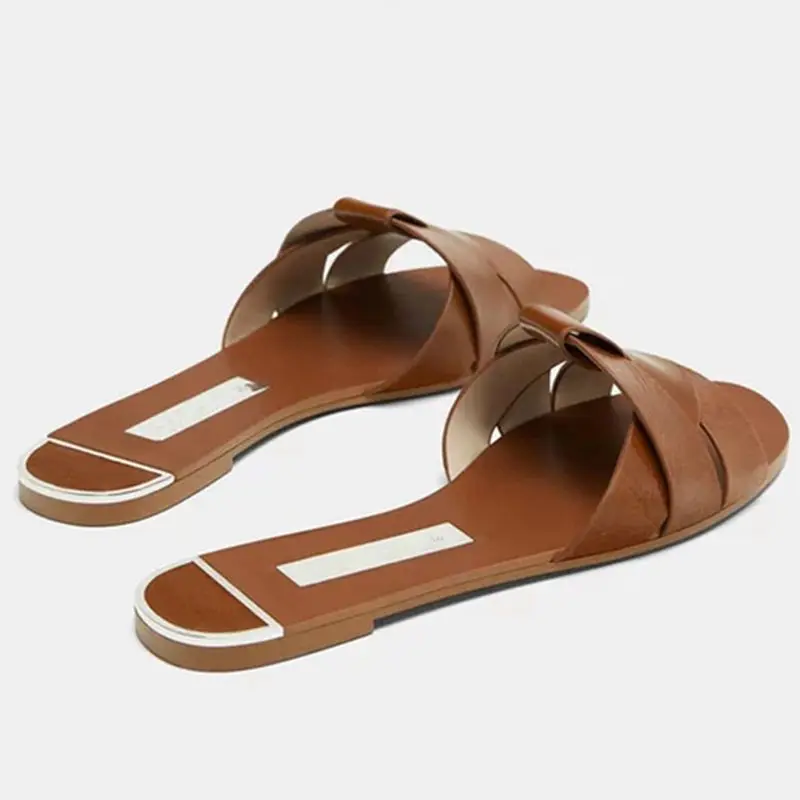 

Shoes Ladies' Slippers Slipers Women Soft 2021 Flat Summer PU Rome Slides Basic Rubber Microfiber Casual Leisure Slippers Women