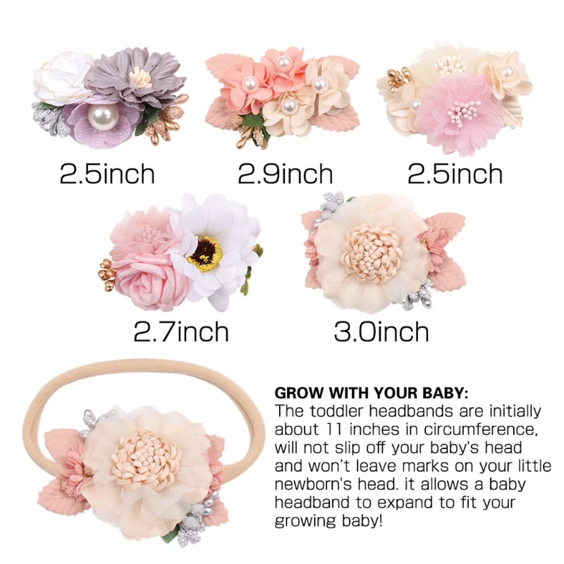 

5 Pcs/Set Baby Girls Sweet Flower Headband Toddler Hairband Princess Headdress A2UB
