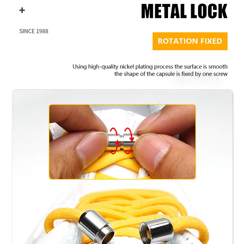 1Pair Elastic No Tie Shoelaces Semicircle Shoe Laces For Kids and Adult Sneakers Quick Lazy Metal Lock Laces Shoe Strings