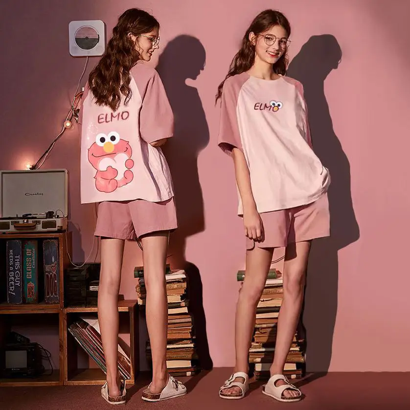 Thin Section Pajamas Female Summer Cotton Two-piece Suit Korean Version of The Student Can Wear Outside The Home Clothes
