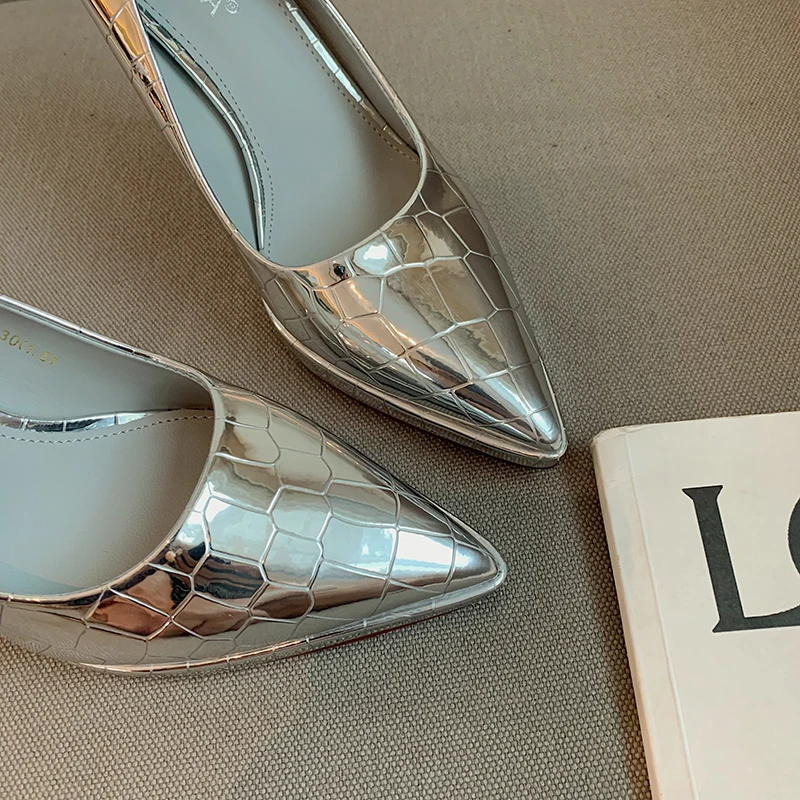 NIUFUNI Pointed Stiletto High Heels Stone Pattern Slip-On Women's Shoes 2021 Fashion Sexy Party Shoes Women's Autumn Shoes Pumps