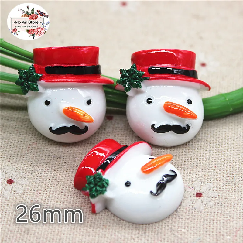

10 шт. Рождественский снеговик с красной шляпой каучук с плоской спинкой Кабошон Художественное Украшение Шарм рукоделие бант для волос сде...