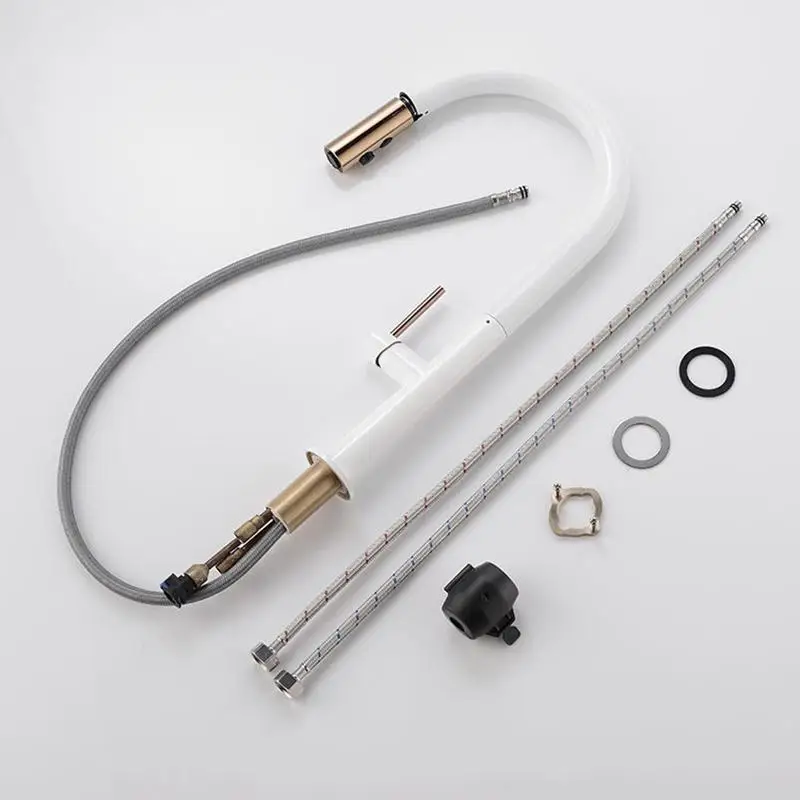 Выдвижной Смеситель для кухни кухонный кран раковины цвет розовое золото и белый