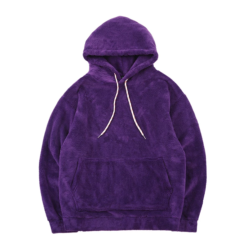purple hoodies Plegie подстежка на искусственном меху, передний карман Толстовка Для мужчин зимние однотонные Цвет больших размеров с капюшоном Свитшот Для мужчин; Классные модные толстовки с капюшоном унисекс 5-Цвета - Цвет: purple hoodies