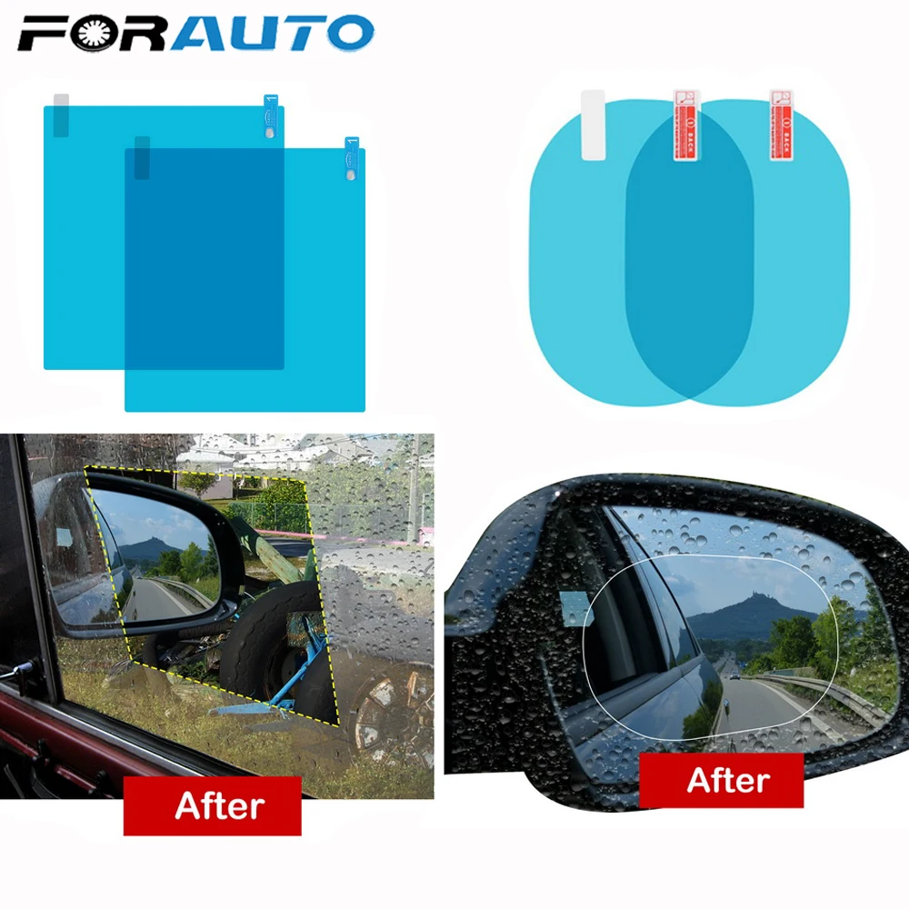 FORAUTO 2 шт. прозрачная пленка для автомобильного зеркала противотуманная мембрана