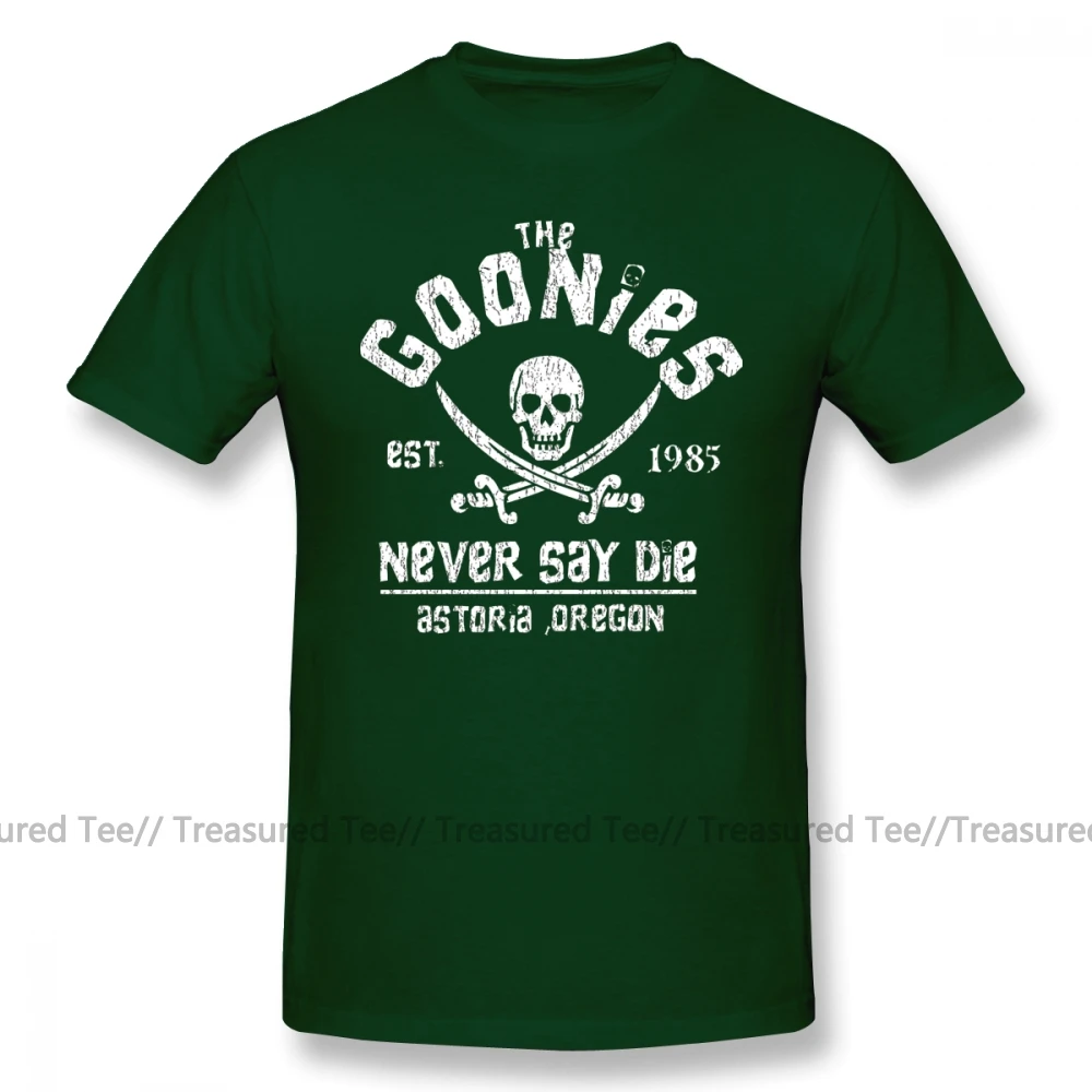 Футболка с надписью "Goonies", Футболка с коротким рукавом, графическая футболка, 100 хлопок, Пляжная Мужская большая футболка - Цвет: Dark Green