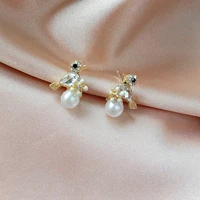 s925 silver needle korea bird pearl zircon new trendy niche personality stud earrings earrings modern fashion womens jewelry