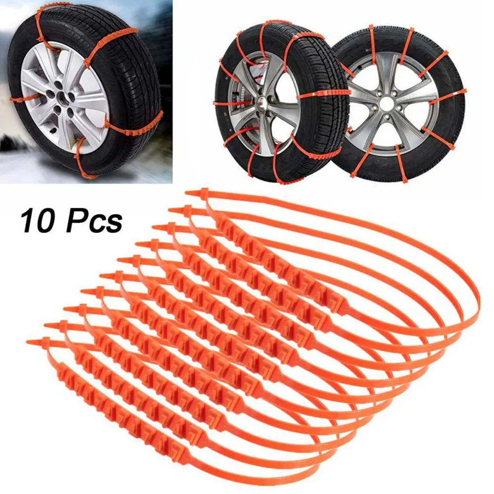 

10Pcs Car Winter Tire Wheels Snow Chains Anti-Skid Universal SUV Belt Strap Winter Outdoor Emergency Chain
