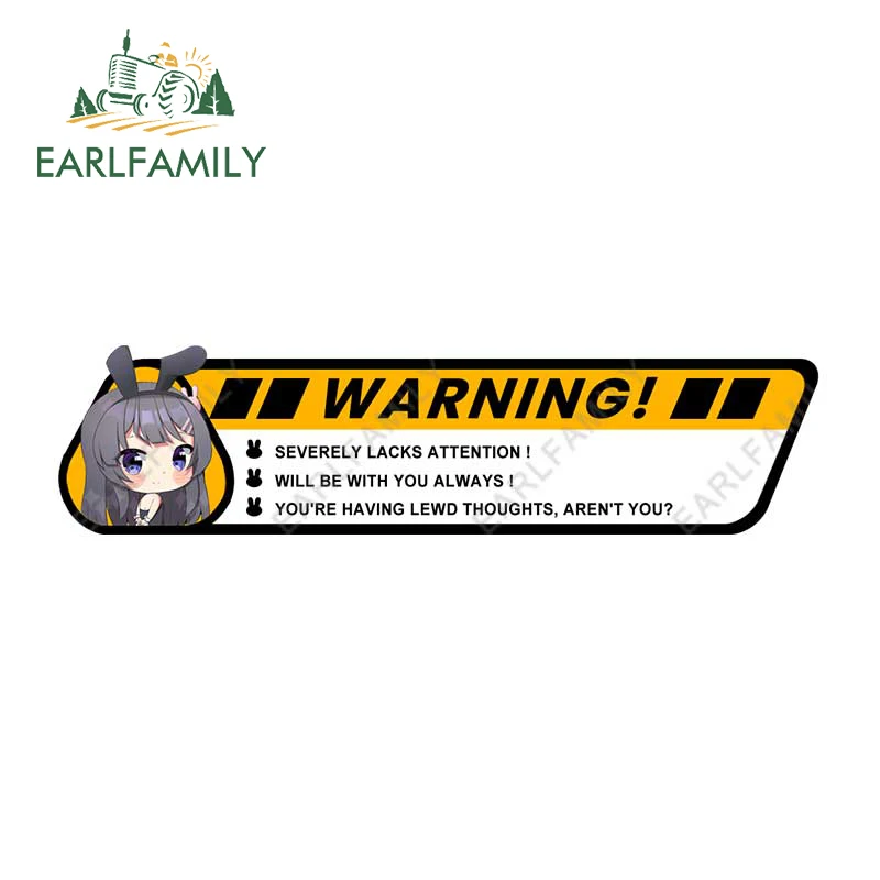 

EARLFAMILY 13cm x 3.2cm for Sakurajima Mai Warning Car Sticker Funny Windshield Decal Trunk Surfboard Motorcycle Campervan Decor