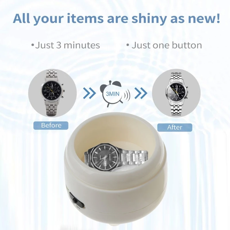 

Ultrasonic Jewelry Cleaner Professional Ultrasonic Machine for Cleaning Rings Necklaces Watches Dentures Fast Cleaner
