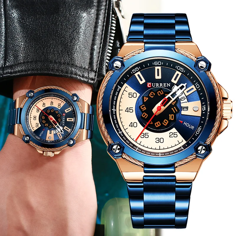 Часы для мужчин Curren 2019 Роскошные брендовые водонепроницаемые спортивные