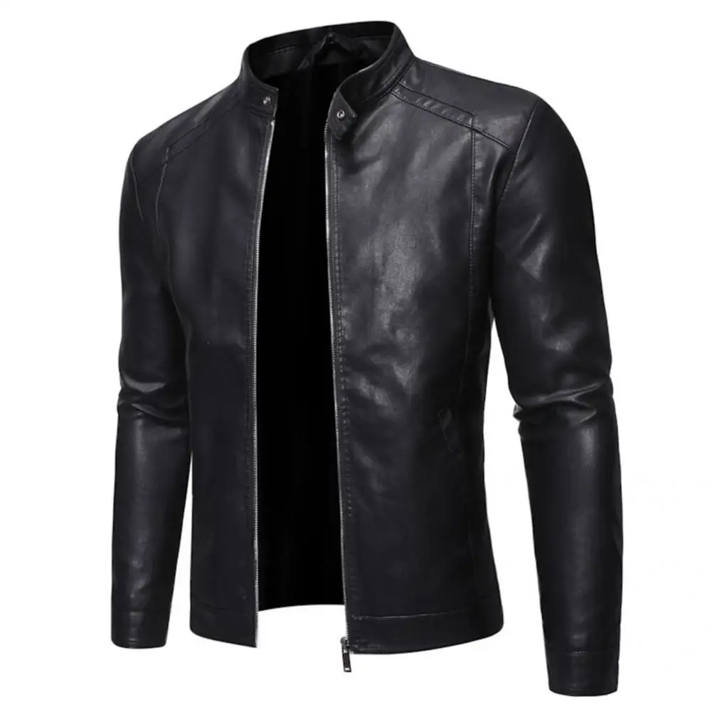 

Cardigan Chic Faux Leather Slim Jacket Coat Autumn Winter Jacket Coat Pockets for Working