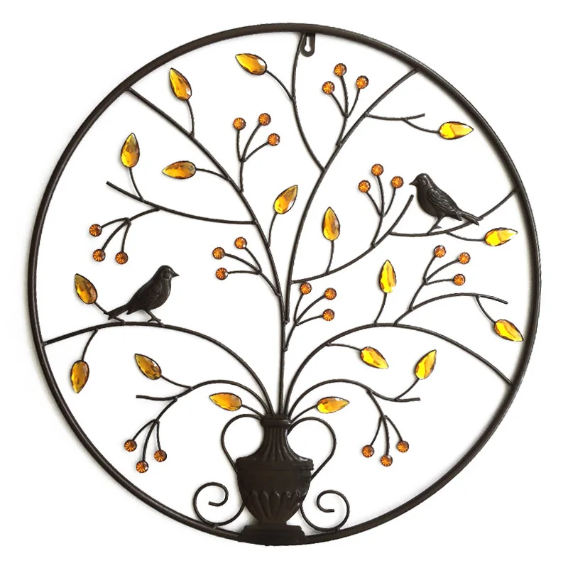 

Chinese Black Glass Flower Wrought Iron Ornament Hanging Ornaments Metal Minimalist Home Decoration Accessories Modern