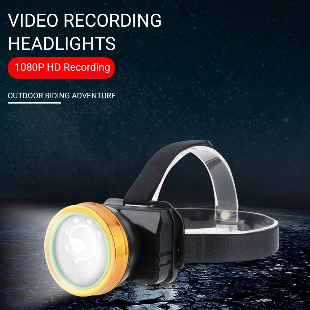 BORUiT HD 1080P Камера светодиодный фары высокой Мощность 2000LM фара для поверхностного монтажа 2-режим Встроенный 4000 мА/ч, Батарея налобный фонарь Видеозаписывающие устройства