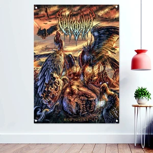 Carrion Vulture Vintage Black Metal Music Art Banner Bar Cafe Home Decor Rock Band Logo Poster Macabre Skull Flags Wall Painting