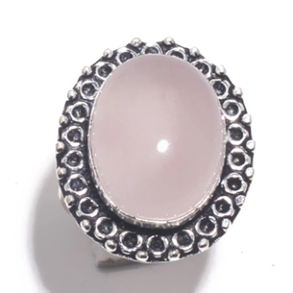 Оригинальное кольцо из розового кварца с серебряным покрытием меди США размер: 8