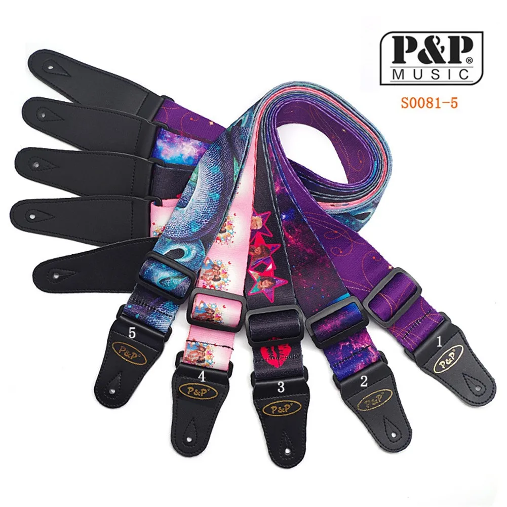 

1pcs Adjustable Guitar Shoulder Webbing Bass Belt Acoustic Classical Electric Guitars Strap Double Sided Polyester Heat Transfer