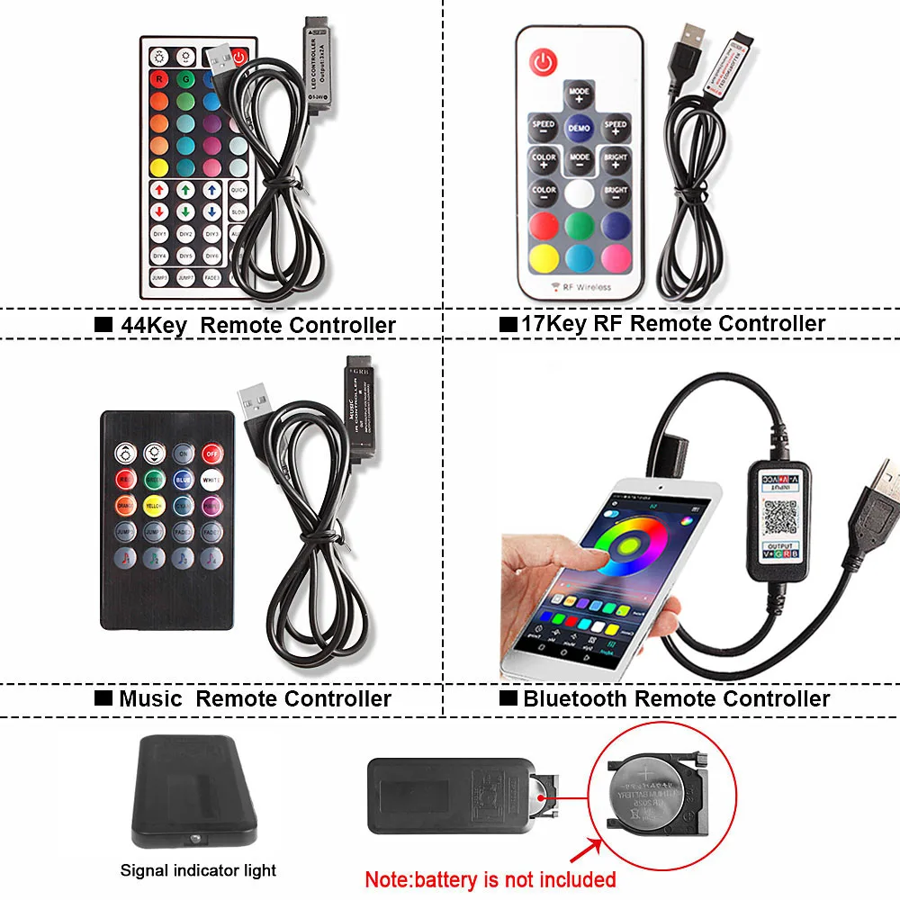 USB шкаф лампа RGB светодиодный светильник полоса лампочка подсветка ТВ ПОДСВЕТКА ПК Музыка/RF/Bluetooth контроллер DC5V SMD 5050 Светодиодный светильник Лампада