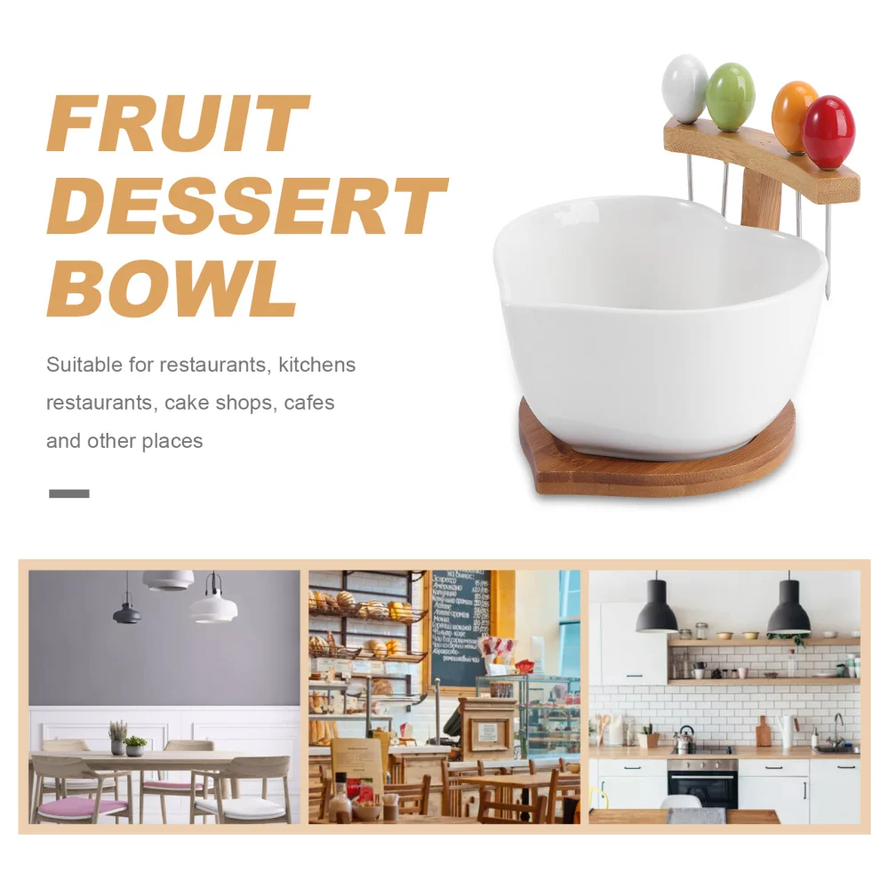 

1 Set Heart Shaped Fruit Desserts Bowl Ceramics Salad Bowl Household Tableware