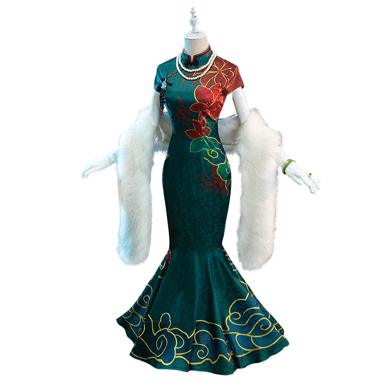 

Game Identity V Michiko Cosplay Costume Beauty Green Cheongsam Full Set Daily Wear Or Party Role Play Clothing S-L Quality Goods