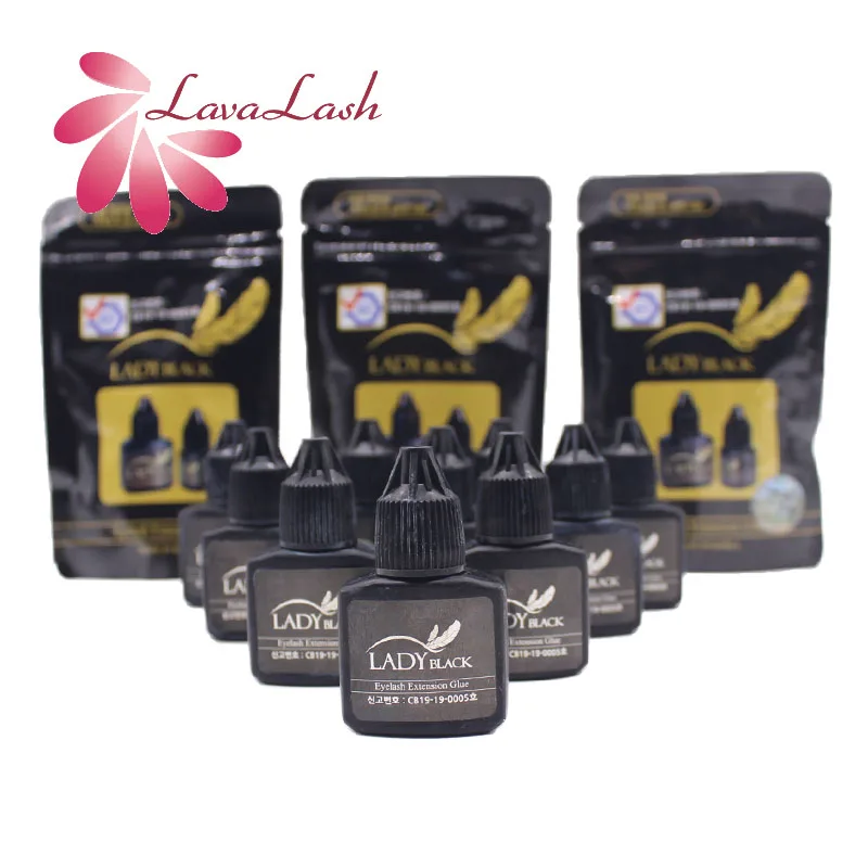 

10 Bottles Lady Black Glue Eyelash Extensions Glue 10ml Lower Irritation Eyelash Shop Beauty Tools Wholesale With Sealed Bag