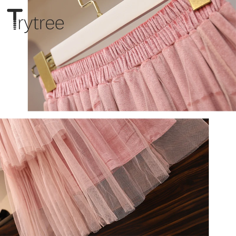 Trytree 2019 осенне-зимний комплект из двух предметов повседневный Вязаный топ с