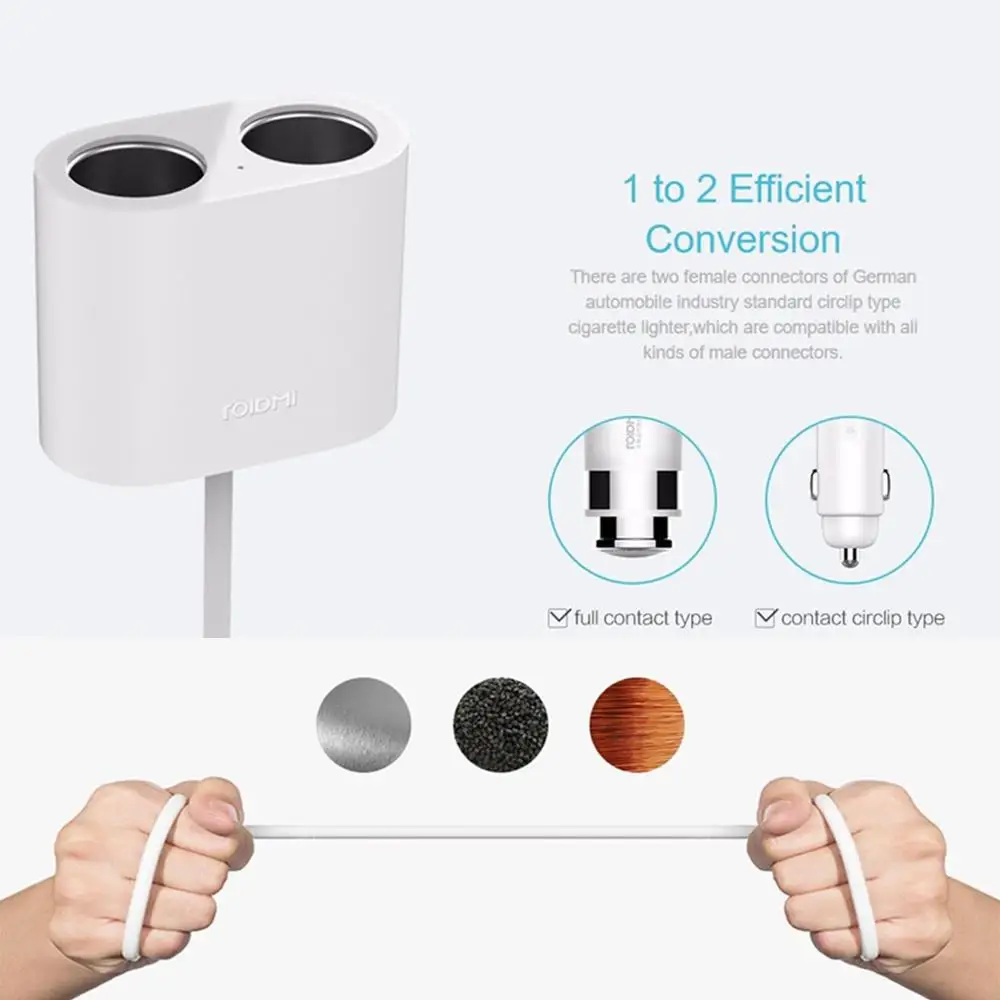 Оригинальный автомобильный прикуриватель Xiaomi ROIDMI 2 в 1 120 Вт 10 А + двойной usb порт