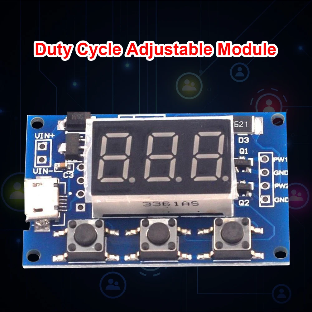 2 Channel PWM Signal Generator Board Module Pulse Frequency Duty Cycle Adjustable DC 5-30V Micro USB 5V Power | Электроника