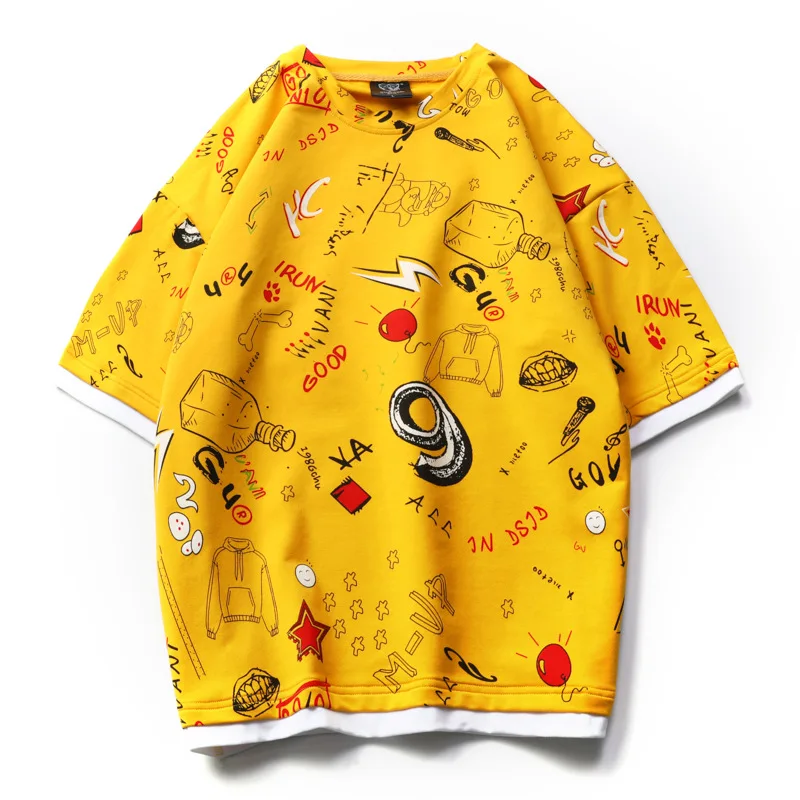 

Летние мужские свободные повседневные футболки, верхняя одежда, футболка с мультяшным принтом, футболка оверсайз для мальчиков, хлопковые ...