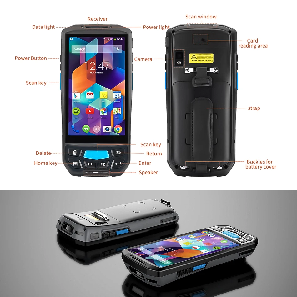 КПК сборщик данных android КПК ручной терминал штрих-кодов sacnner reader 1D 2D bluetooth inventoryуправление склад системы КПК