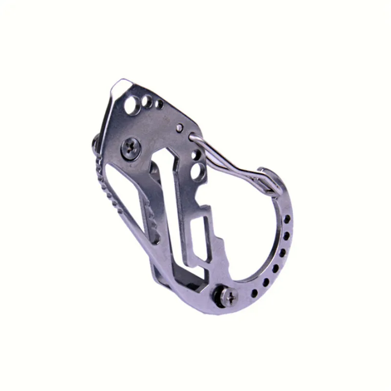 Многофункциональный брелок из нержавеющей стали держатель с карабином плоский